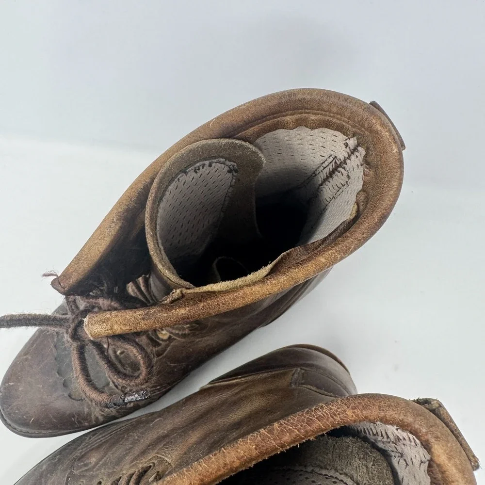 Double-H Lacer Logger Brown Work Boots Round‎ Toe DH9718 Men's Size 8.5D USA